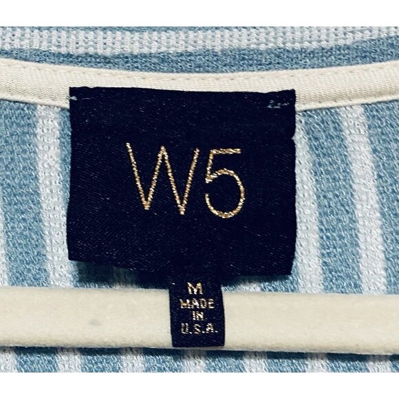 Anthropologie W5 Womens Medium Blue Striped Top Ruffle Sleeves Boho Stretch - Picture 5 of 7